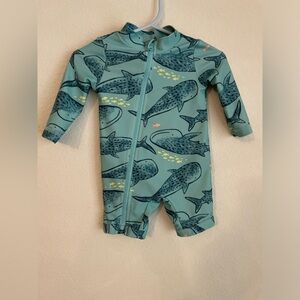 Carter's Green and Blue whale pattern One Piece Swim size 3M
